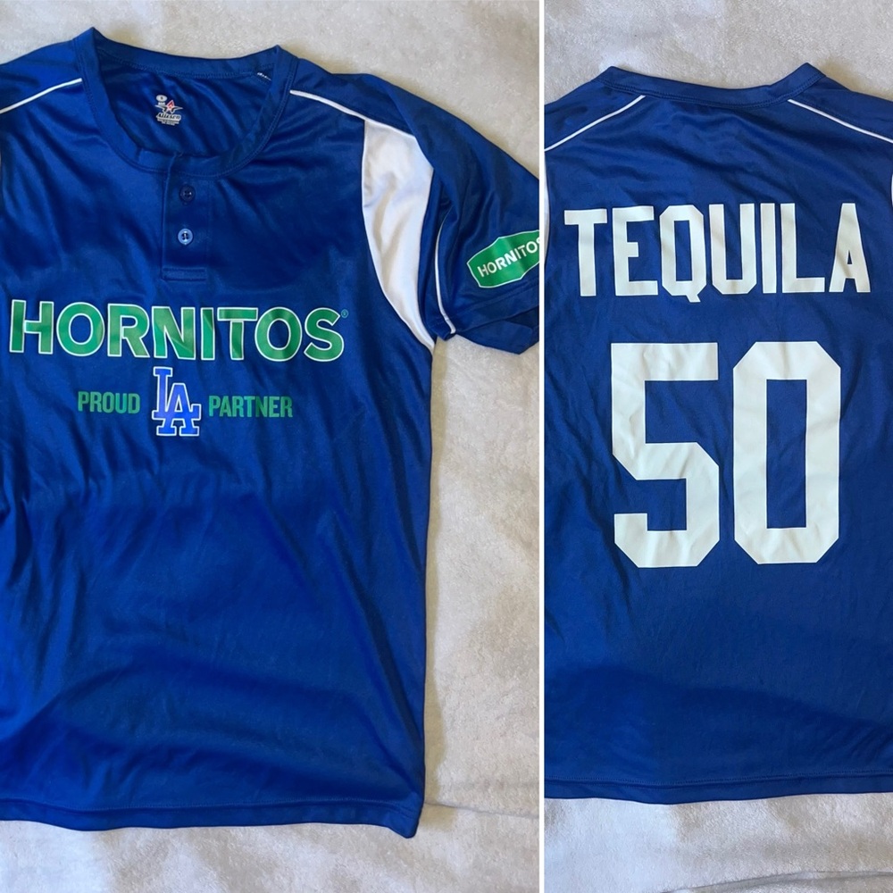 Hornitos Tequila x LA Dodgers Baseball Jersey Blue Short Sleeve Adult Small